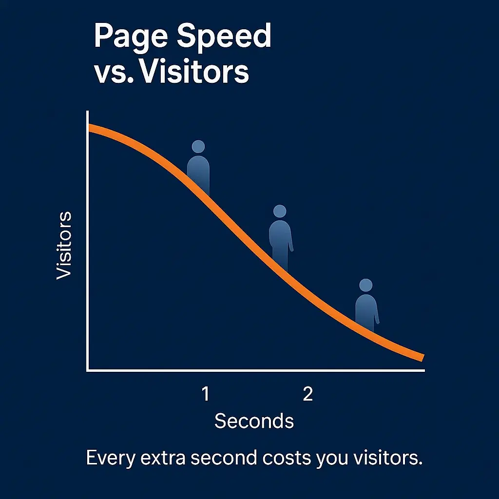 Diagramm zeigt schnelle Ladezeit und Website-Performance