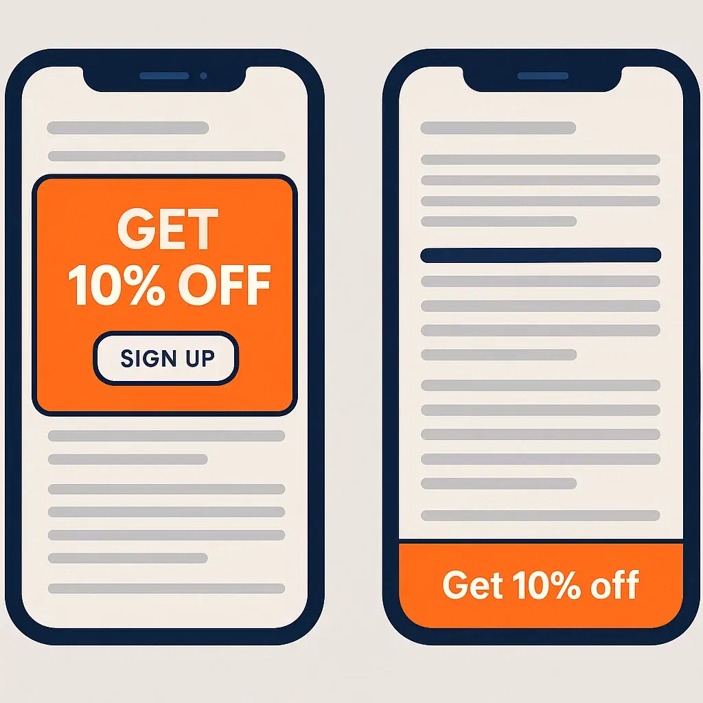 Illustration zeigt minimale und nicht aufdringliche Pop-ups