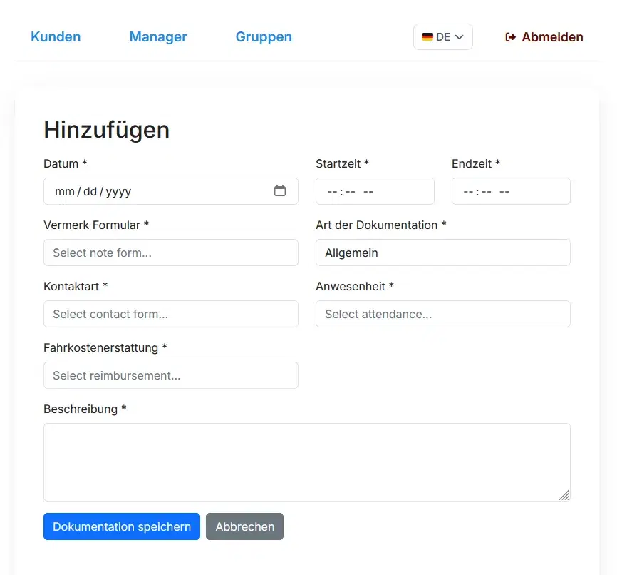 Jo&Co CRM Dokumentationsformular mit PDF-Erstellung